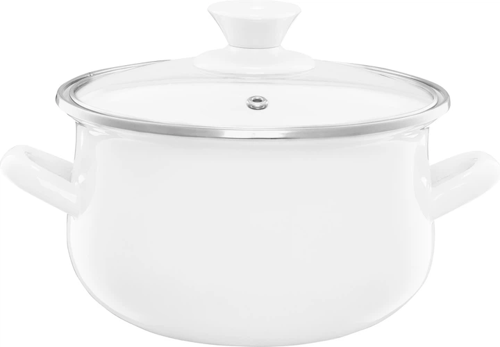 Каструля Emalia Olkusz Pyza емальована з кришкою Біла 18 см 2.9 л (5904134611109) - зображення 1