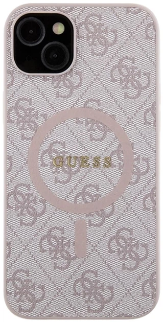 Панель Guess 4G Collection Leather Metal Logo MagSafe для Apple iPhone 15/14/13 Pink (3666339226749) - зображення 2
