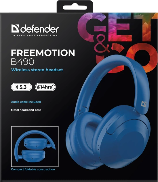 Наушники Defender FreeMotion B490 Bluetooth Blue (4745091890869) - изображение 11