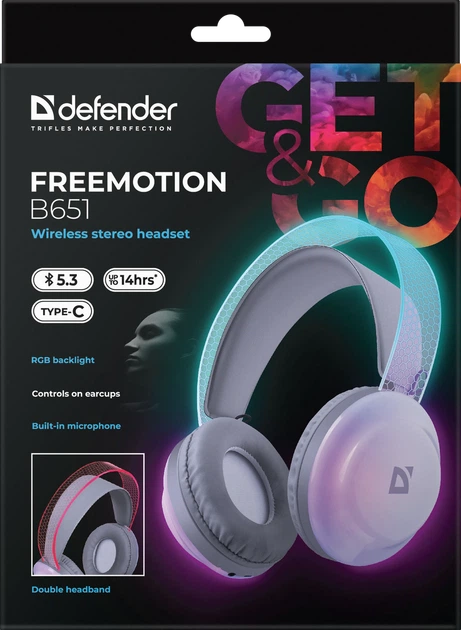 Навушники Defender FreeMotion B651 RGB Bluetooth White (4745091890906) - зображення 9