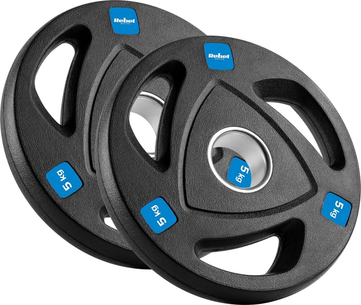 Zestaw talerzy olimpijskich Rebel Active RB-2113 gumowych 8 x 1.25 / 4 x 2.5 / 2 x 5 kg (5901890100397) - obraz 2