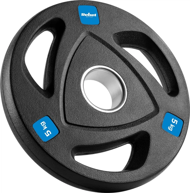 Zestaw talerzy olimpijskich Rebel Active RB-2113 gumowych 8 x 1.25 / 4 x 2.5 / 2 x 5 kg (5901890100397) - obraz 4