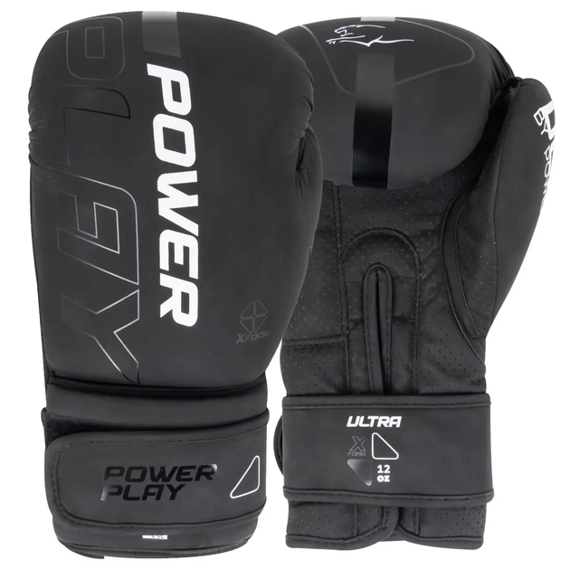 Рукавички боксерські PowerPlay 3024 Ultra Mat розмір 16 унцій, чорно-білі - Фото 1 Рукавички боксерські PowerPlay 3024 Ultra Mat розмір 16 унцій, чорно-білі - изображение 1