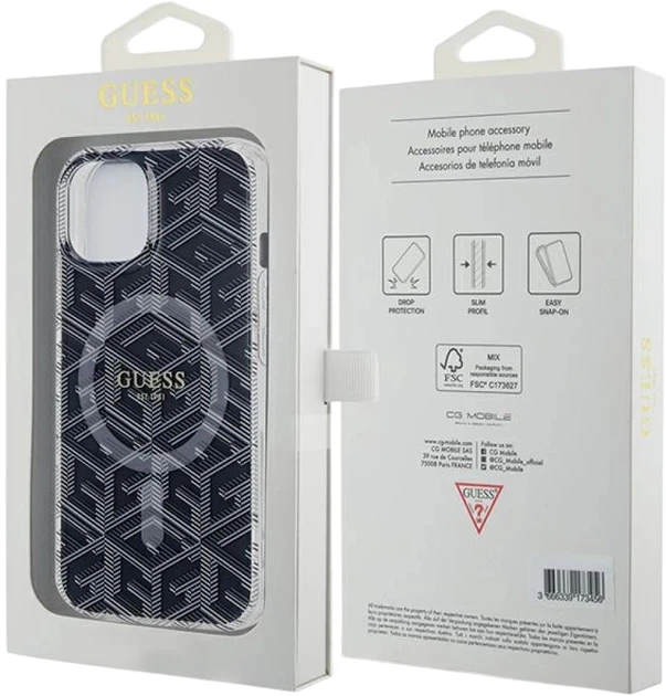 Панель Guess IML GCube MagSafe для Apple iPhone 15/14/13 Black (3666339221843) - зображення 8