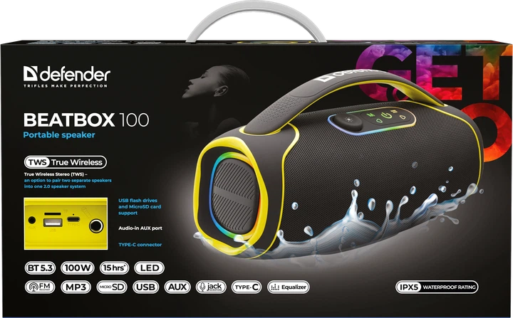 Портативная колонка Defender Beatbox 100 100Вт bluetooth Black (4745091890692) - Фото 10 Портативная колонка Defender Beatbox 100 100Вт bluetooth Black (4745091890692) - изображение 10