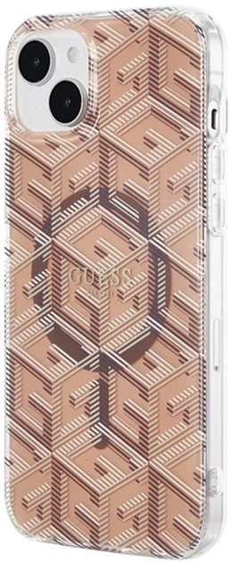 Etui plecki Guess IML GCube MagSafe do Apple iPhone 15/14/13 Brown (3666339222123) - obraz 3