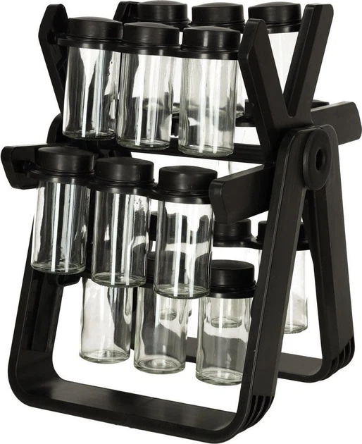 Organizer na przyprawy Excellent Houseware z 18 pojemniczkami szklanymi (5903039745223) - obraz 1