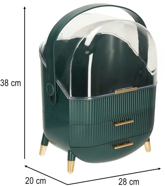 Organizer na kosmetyki Ikonka z przezroczystą pokrywką zielony (5903039766853) - obraz 2