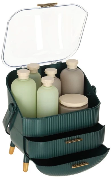 Organizer na kosmetyki Ikonka z przezroczystą pokrywką zielony (5903039766853) - obraz 3
