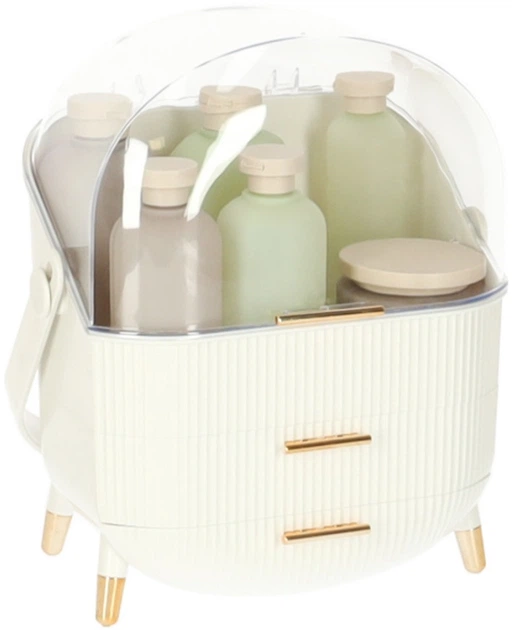 Organizer na kosmetyki Ikonka z przezroczystą pokrywką biały (5903039766846) - obraz 4