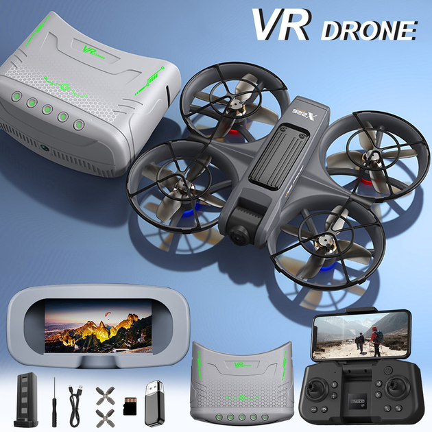 Квадрокоптер X226 8K FPV дрон с VR очками 2 аккумулятора бесщеточный с камерой складной с передачей видео WiFi для начинающих и взрослых - изображение 4