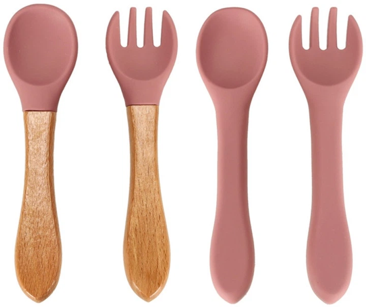 Набір посуду для годування дітей Ikonka темно-рожевий 9 елементів (5903039751118) - зображення 3