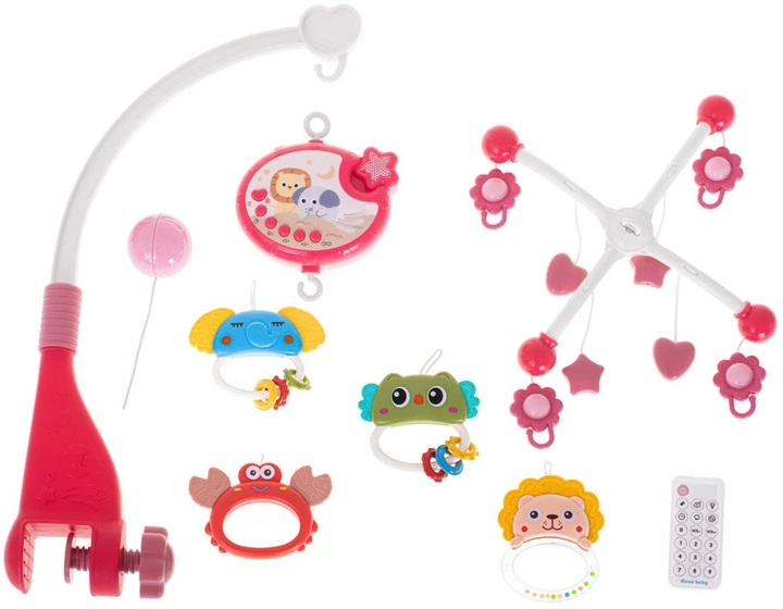 Мобіль на ліжечко Ikonka Проєктор Зірок з пультом керування рожевий (5903039728790) - зображення 3