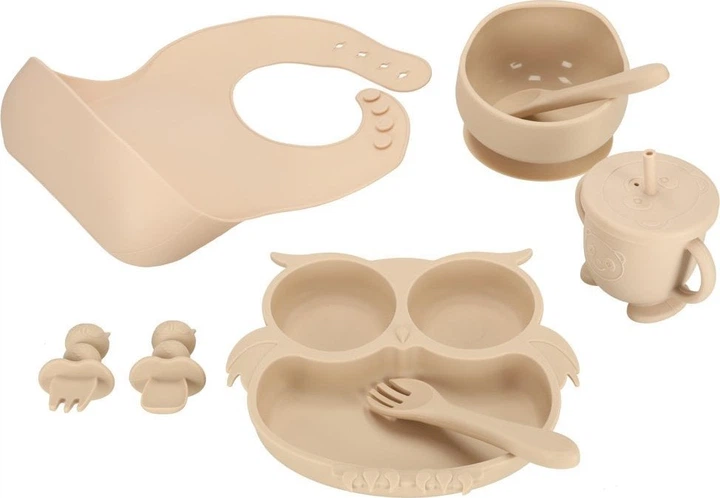 Набір посуду для годування дітей Ikonka бежевий 8 елементів (5903039751132) - зображення 2