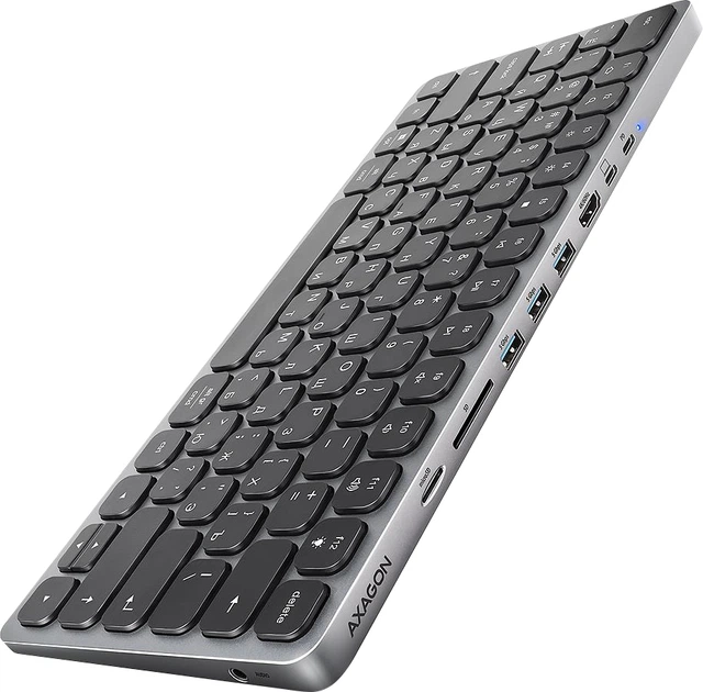 Клавіатура дротова Axagon HMC-KB 9 in 1 USB Silver/Black (HMC-KB-CRL) - зображення 5