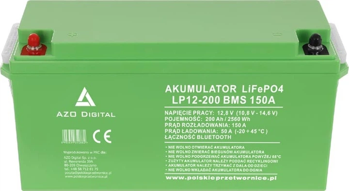 Акумуляторна батарея AZO Digital LiFePO4 LP12-200 12.8V 200Ah Bluetooth (AZO00D1342) - зображення 1