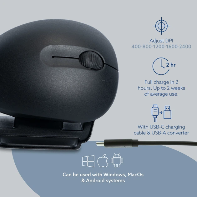 Mysz R-Go Tools Twister Ambidexter Mouse Bezprzewodowa/Bluetooth Black (RGOTWBMWLBL) - obraz 6