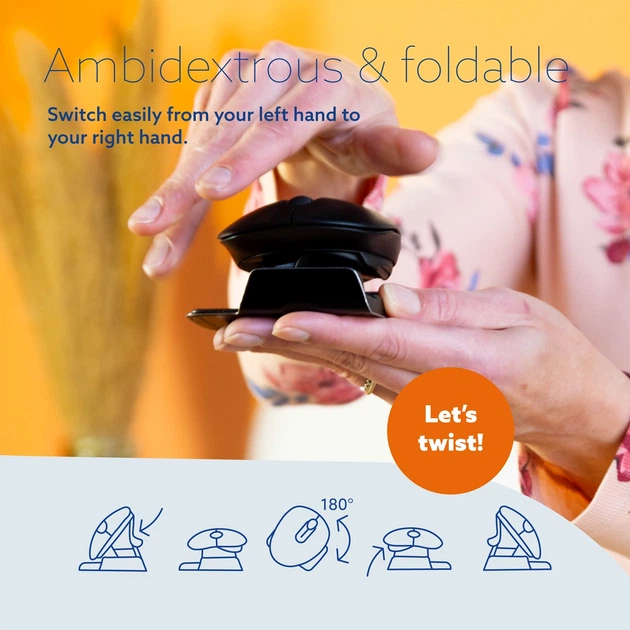 Mysz R-Go Tools Twister Ambidexter Mouse Bezprzewodowa/Bluetooth Black (RGOTWBMWLBL) - obraz 8