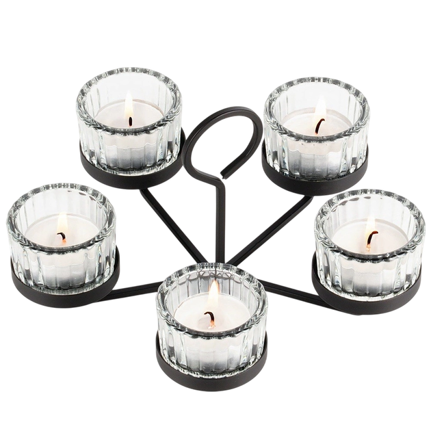 Świecznik Home & Styling Collection ze szklanymi wkładami na 5 świeczek 21x21x12 cm (8721037104951) - obraz 1