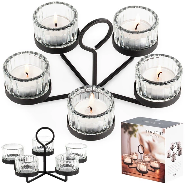 Świecznik Home & Styling Collection ze szklanymi wkładami na 5 świeczek 21x21x12 cm (8721037104951) - obraz 3