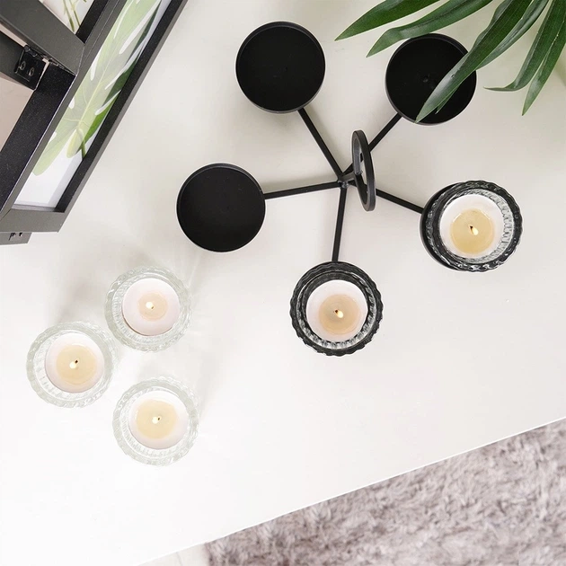 Świecznik Home & Styling Collection ze szklanymi wkładami na 5 świeczek 21x21x12 cm (8721037104951) - obraz 8