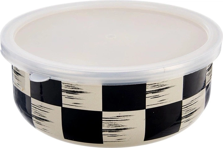 Miska Orion Szachownica emaliowana z pokrywką 15.5 cm 800 ml (8592381207069) - obraz 1