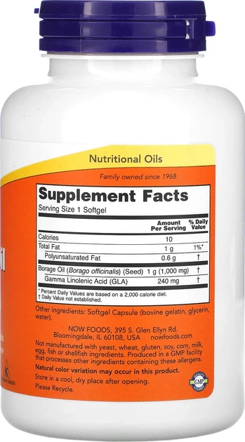Suplement diety Now Foods Borage Oil 1000 mg 120 kapsułek (733739017222) - obraz 2