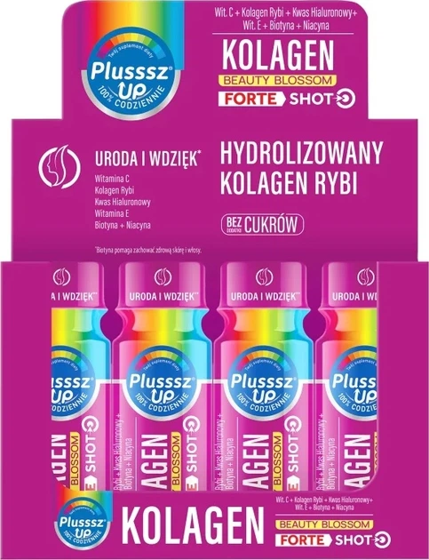 Suplement diety Polski Lek Plusssz Up Kolagen Beauty Blossom Forte Shot 50 ml x 12 szt (5904157904479) - obraz 1