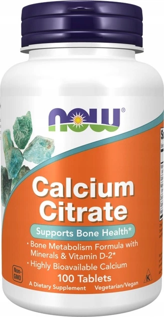 Suplement diety Now Foods Calcium Citrate 100 tabletek (733739012302) - obraz 1