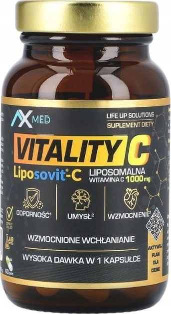 Suplement diety AX Med Vitality C Liposomalna witamina C 1000 mg 60 kapsułek (5908266365190) - obraz 1