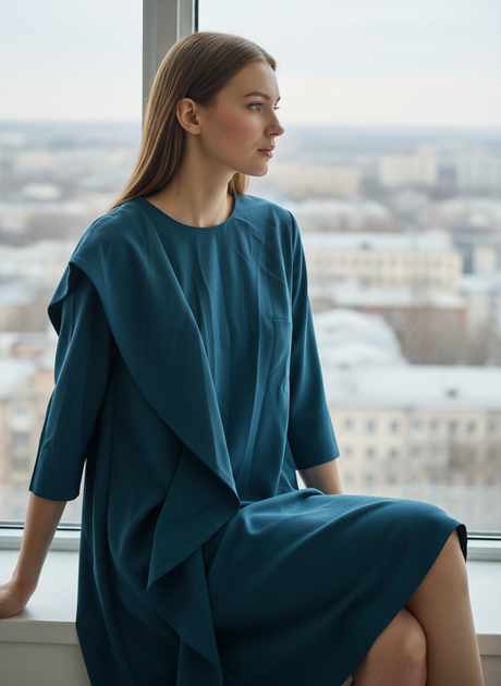Платье inDresser XS Темно-бирюзовый (IN-900902-Dark-turquoise) - Фото 5 Платье inDresser XS Темно-бирюзовый (IN-900902-Dark-turquoise) - изображение 5