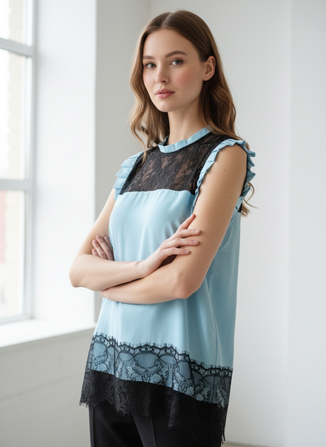 Блуза inDresser L Голубой (IN-8000-Blue) - изображение 5