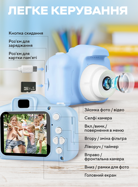 Дитячий подарунковий набір для хлопчика дівчинки фотоапарат із відео музична колонка нічник дитячий планшет графічний для малювання бездротове караоке мікрофон 3в1 LED підсвічуванням бездротове Bluetooth розвивальний комплект на новий рік Блакитний 73367 - зображення 7