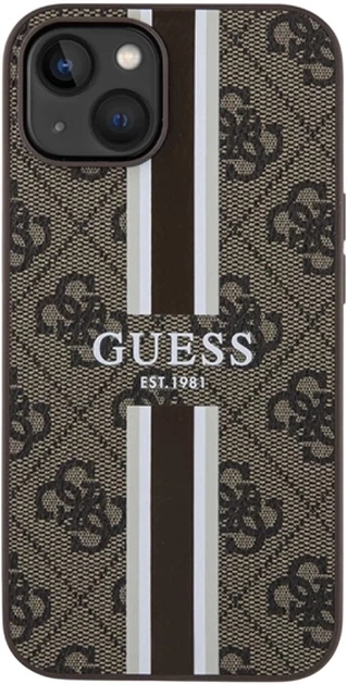 Панель Guess 4G Printed Stripes MagSafe для Apple iPhone 15/14/13 Brown (3666339203443) - зображення 1