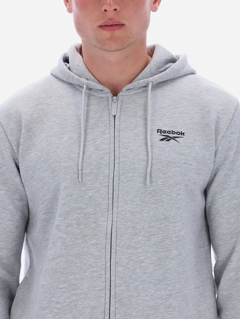 Bluza męska rozpinana streetwear z kapturem Reebok Colton Small Logo Zi 100240559 2XL Jasnoszara (1200175332428) - obraz 4