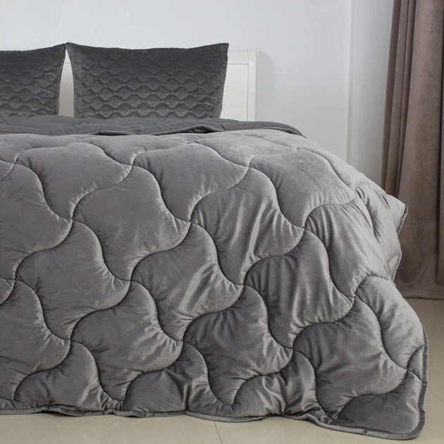 Ковдра ТЕП "VELOUR" Темно - сіра, 200x210 - зображення 2