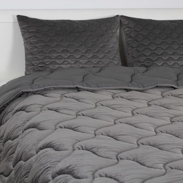 Ковдра ТЕП "VELOUR" Темно - сіра, 200x210 - зображення 4