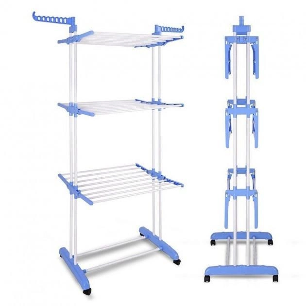 Напольная раскладная сушилка для белья - 3 яруса Tiers Garment Rack, вертикальная многоярусная сушилка для одежды - Фото 5 Напольная раскладная сушилка для белья - 3 яруса Tiers Garment Rack, вертикальная многоярусная сушилка для одежды - изображение 5