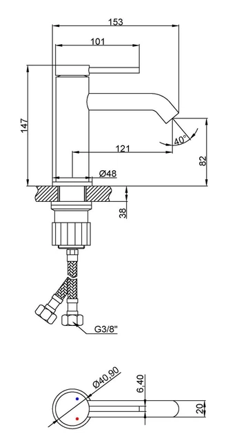 Змішувач для раковини Invena Kawala BU-75-004-V - зображення 5