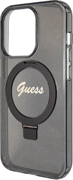 Etui plecki Guess Ring Stand Script Glitter MagSafe do Apple iPhone 15 Pro Max Black (3666339156350) - obraz 6