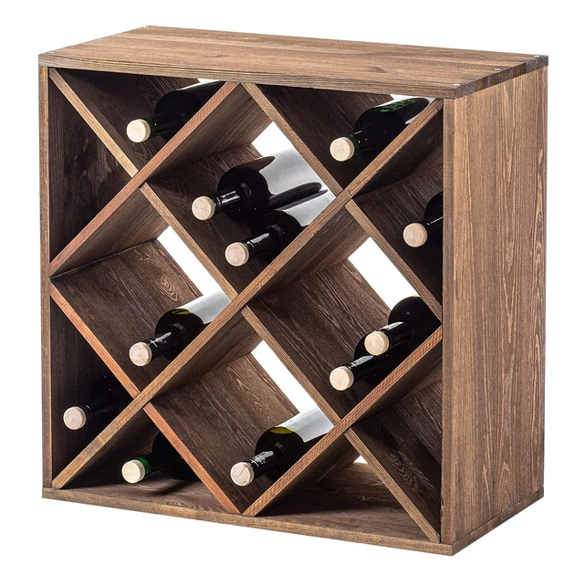 Дерев’яний стелаж для вина Kadax Loreo з решіткою темно-коричневий 52 x 52 см (5906638310724) - зображення 5