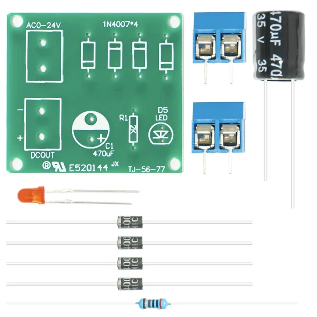 IN4007 AC-DC мостовой выпрямитель однофазный 3-18В, DIY kit набор для самостоятельной сборки - Фото 3 IN4007 AC-DC мостовой выпрямитель однофазный 3-18В, DIY kit набор для самостоятельной сборки - изображение 3