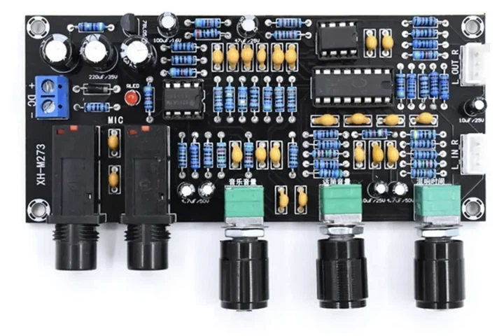 XH-M273 попередній стерео підсилювач з караоке Hi-Fi класу на NE5532+PT2399 12-24В DC реверберація - зображення 4