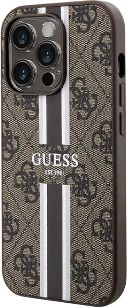 Etui plecki Guess 4G Printed Stripes MagSafe do Apple iPhone 15 Pro Max Brown (3666339203474) - obraz 2
