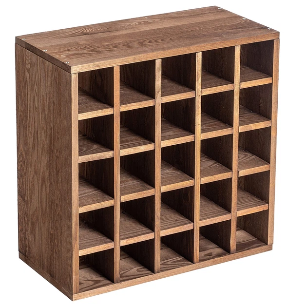 Дерев’яний стелаж для вина Kadax Loreo шахівниця темно-коричневий 52 x 52 см (5906638310731) - зображення 6