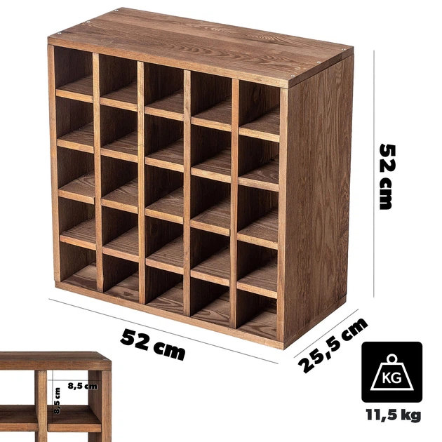 Дерев’яний стелаж для вина Kadax Loreo шахівниця темно-коричневий 52 x 52 см (5906638310731) - зображення 7