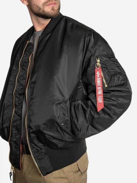 Бомбер чоловічий Alpha Industries 100101-03 M Чорний/Помаранчевий (800070330227) - зображення 5