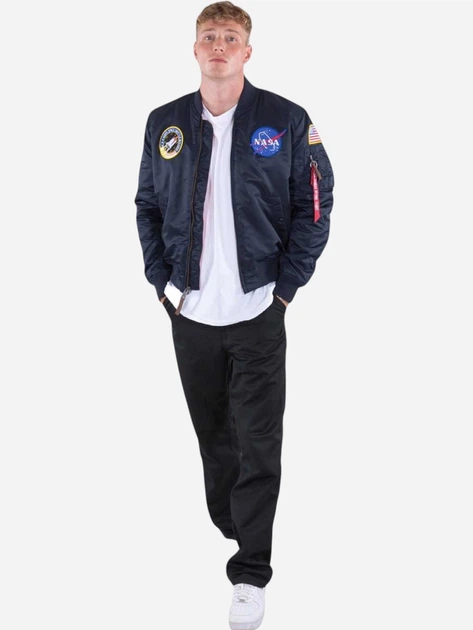 Бомбер чоловічий Alpha Industries 166107-07 XL Синій (800070330267) - зображення 3