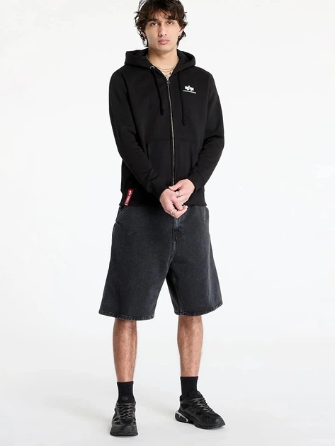 Bluza męska rozpinana streetwear Alpha Industries 118342-03 2XL Czarna - obraz 3