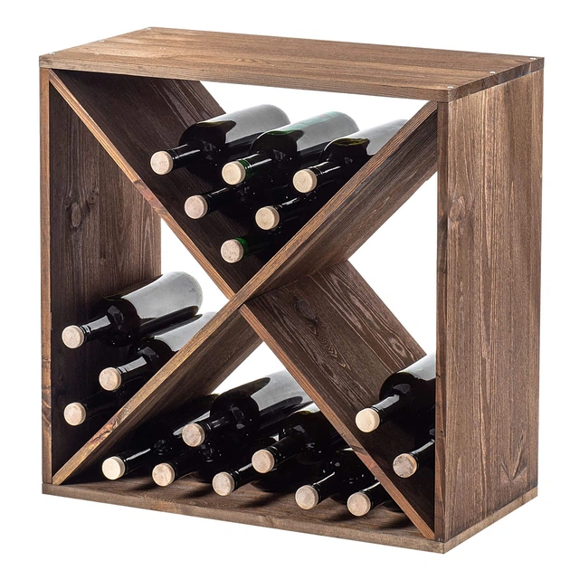 Regał na wino Kadax Loreo X drewniany ciemny brąz 52 x 52 cm (5906638310717) - obraz 5